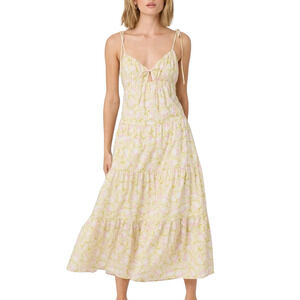 ASTR the Label Tie Strap Tiered Maxi Dress Yellow Floral, Women's dress